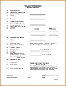 Free Room Tenancy Agreement Template Uk
