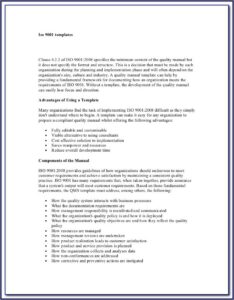 Iso 9001 Documentation Templates