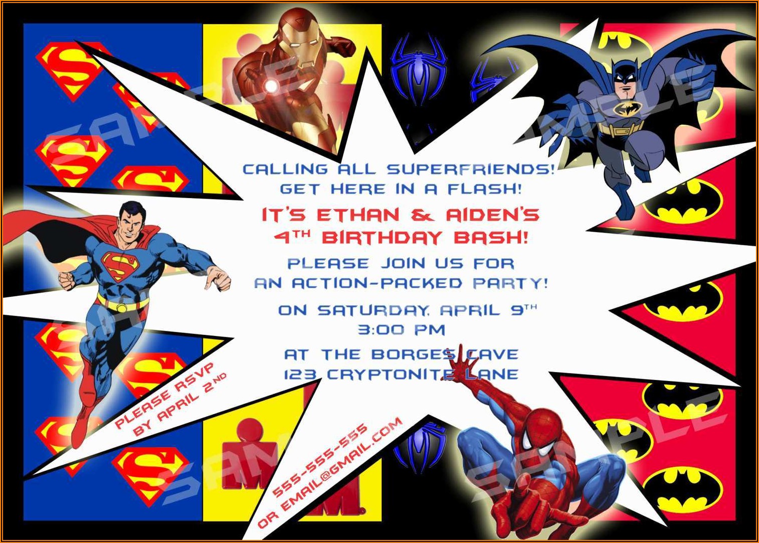 Justice League Invitation Template