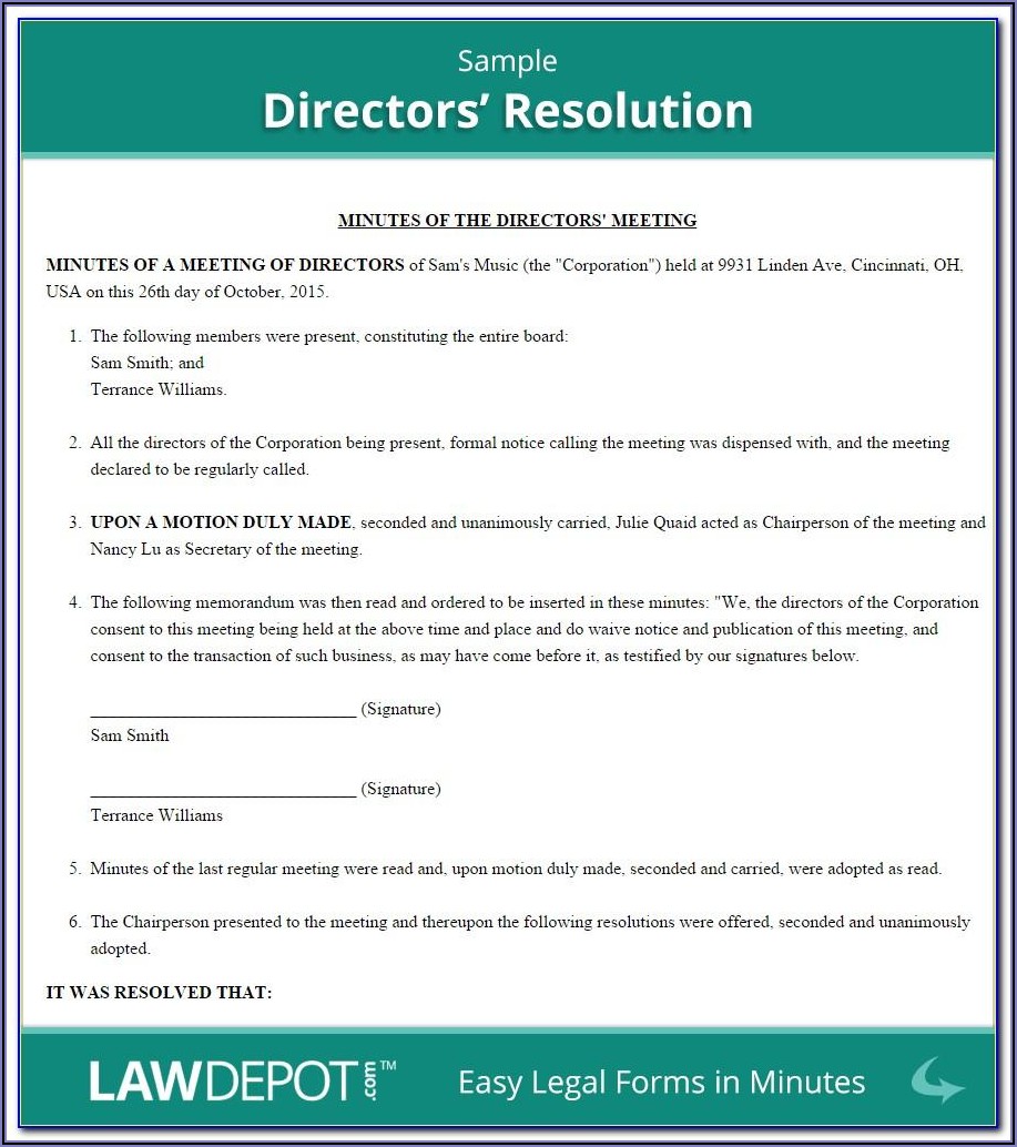 Llc Banking Resolution Template