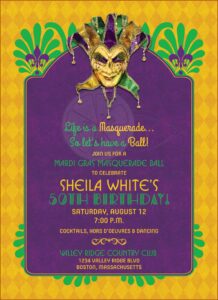 Mardi Gras Birthday Invitation Template Free