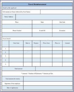 Mileage Reimbursement Form Example