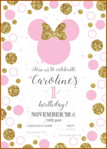 Minnie Mouse First Birthday Party Invitations