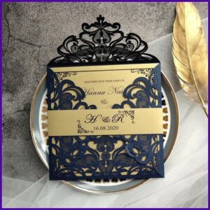 Navy And Gold Wedding Invitations