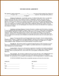 Non Disclosure Confidentiality Agreement Free Template