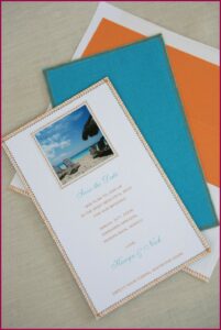 Orange And Teal Wedding Invitations