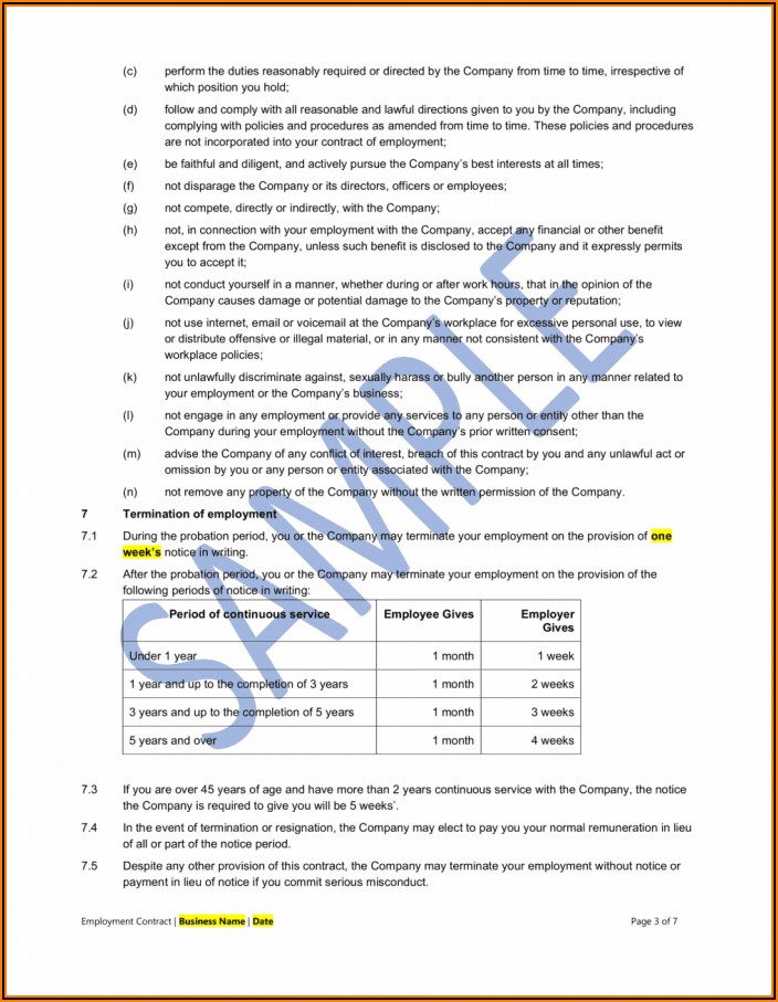 Part Time Employment Contract Template Free South Africa
