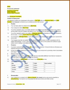 Part Time Employment Contract Template Free Uk