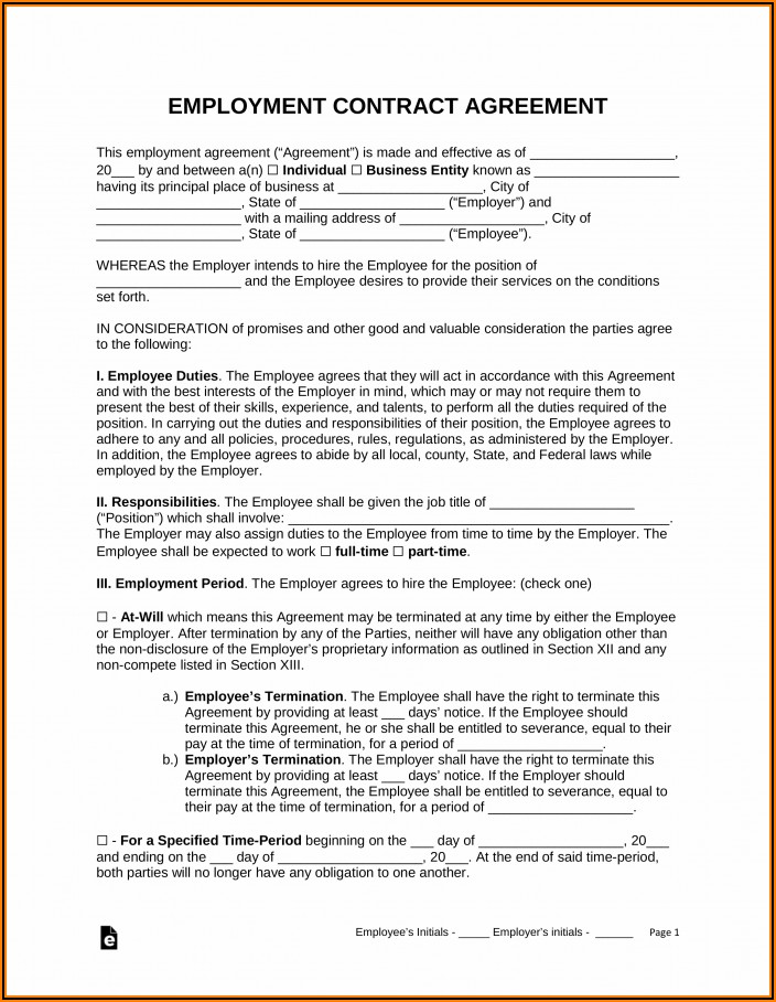Part Time Employment Contract Template Nz