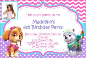 Paw Patrol Skye And Everest Invitations