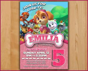Paw Patrol Skye Blank Invitations
