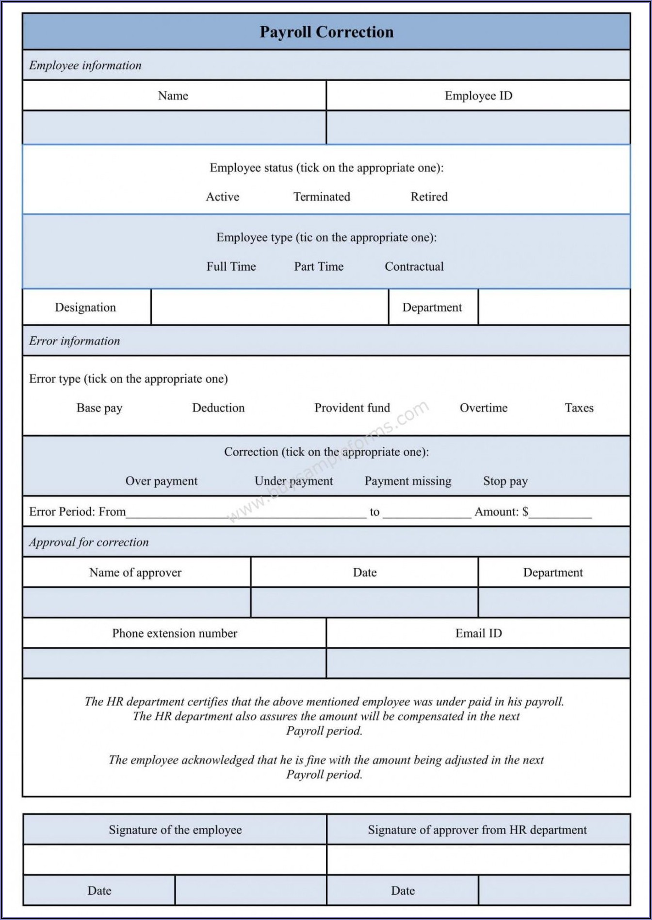 Payroll Deduction Form Example