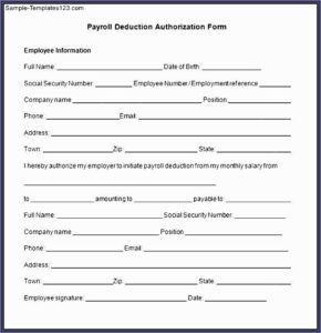 Payroll Deduction Form Word Template