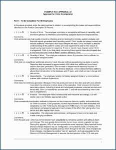 Performance Appraisal Sample Wording For Employees