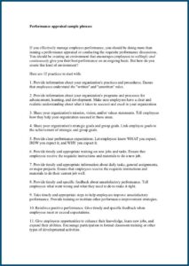 Performance Appraisal Sample Wording Pdf