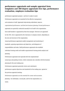 Performance Appraisal Templates Free