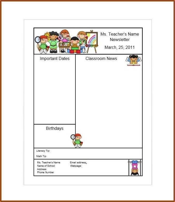 Printable Newsletter Templates For Teachers