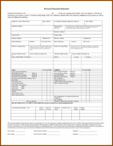 Printable Pdf Personal Financial Statement Template