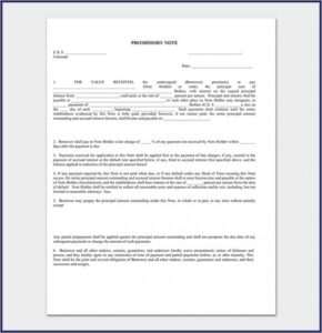 Promissory Note Template Colorado