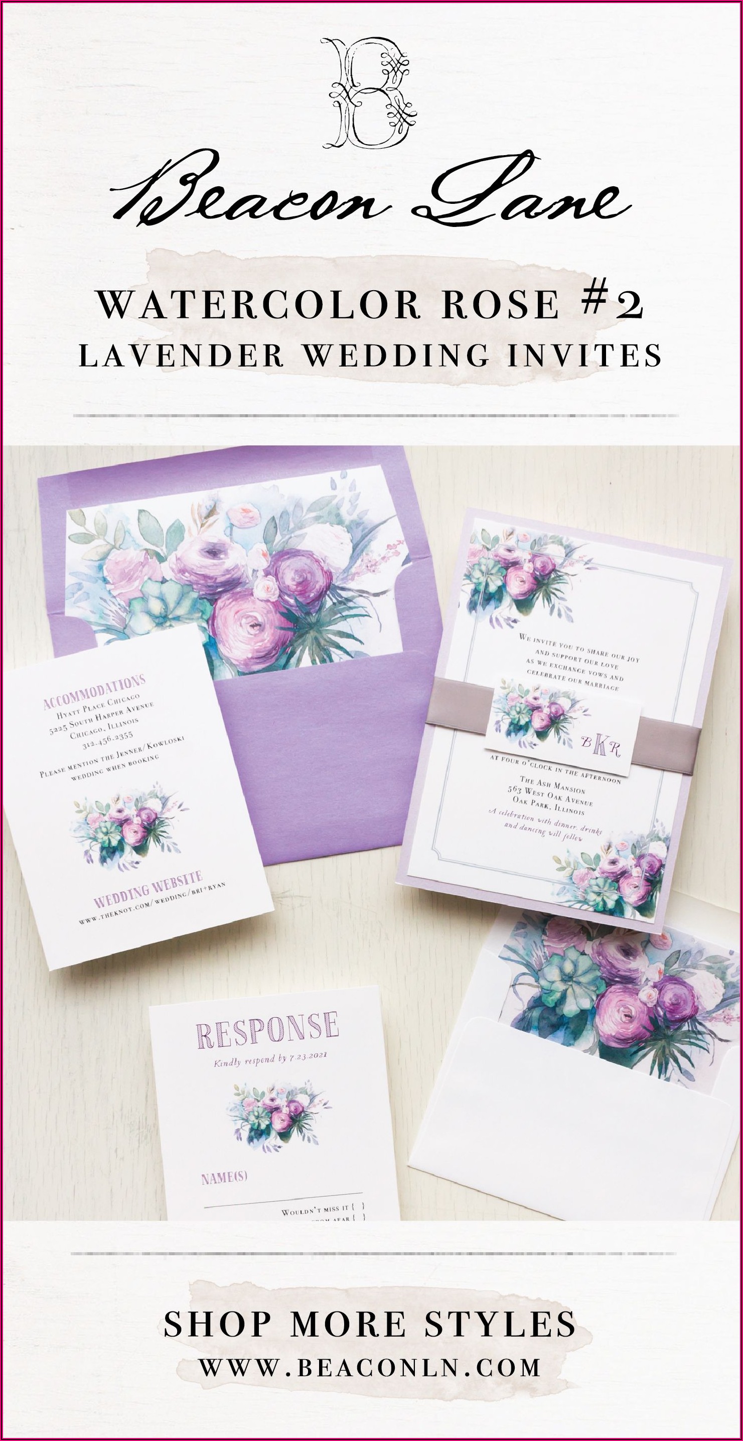 Purple Rose Wedding Invitations