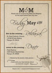 Rehearsal Dinner Invitation Wording With Church
