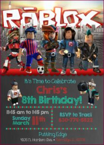 Roblox Birthday Invitation Card