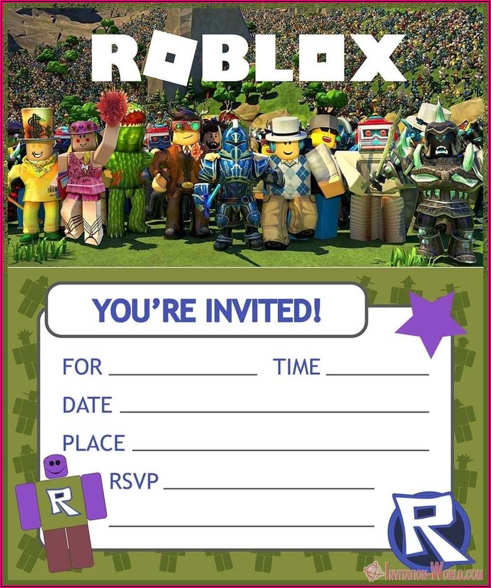 Roblox Birthday Party Invitation Template Free Invitations Resume Examples 0g27lZ0b9P