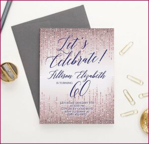 Rose Gold 60th Birthday Invitations