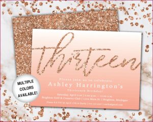 Rose Gold Birthday Invitations