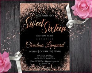 Rose Gold Birthday Party Invitation Template