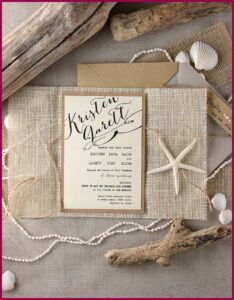 Rustic Beach Themed Wedding Invitations