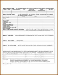 Sba Personal Financial Statement Template