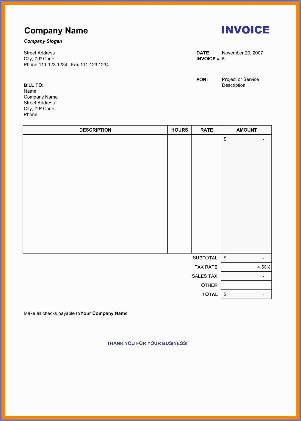 Self Employed Cleaner Invoice Template Uk