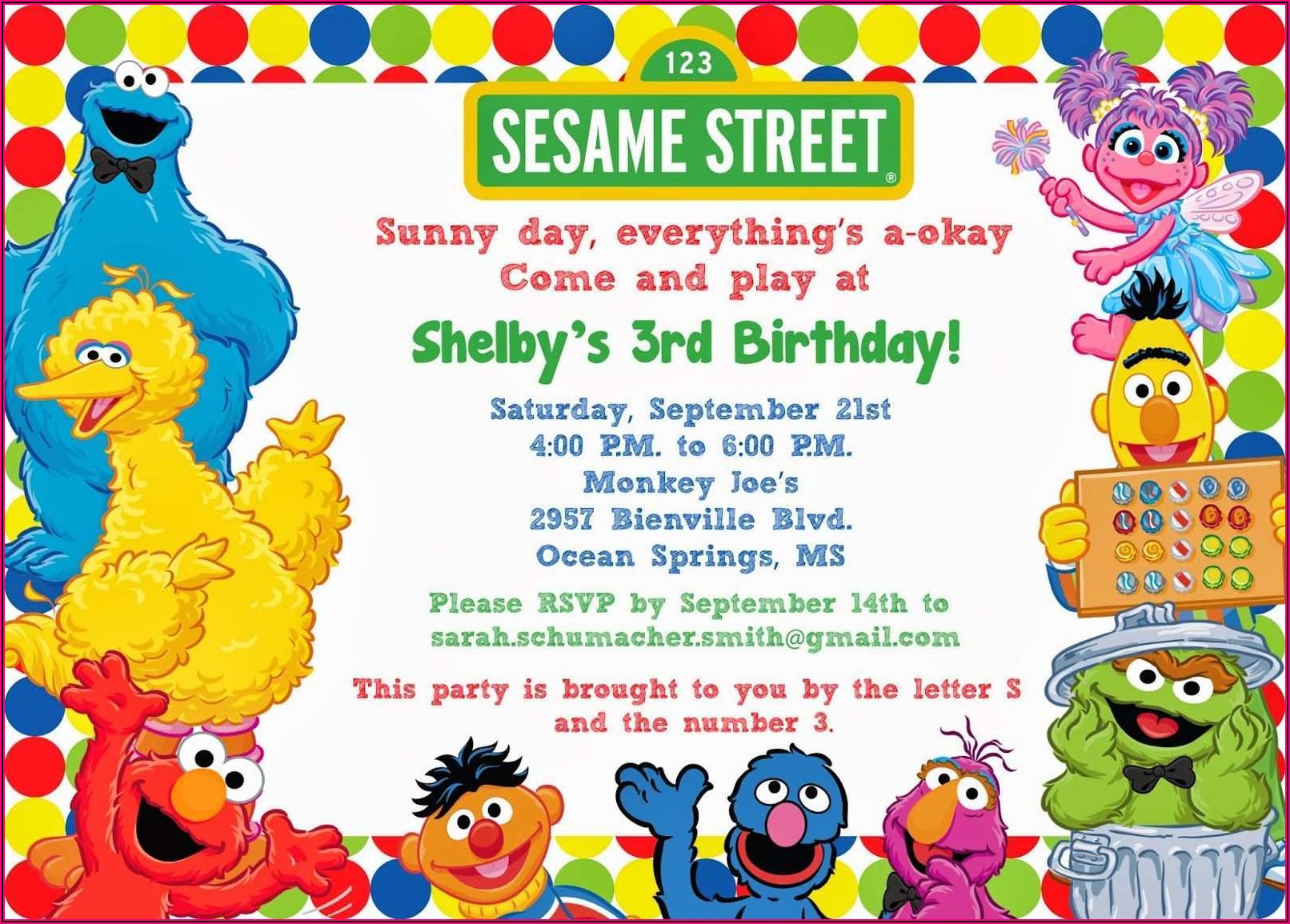 Sesame Street Birthday Invitation Template