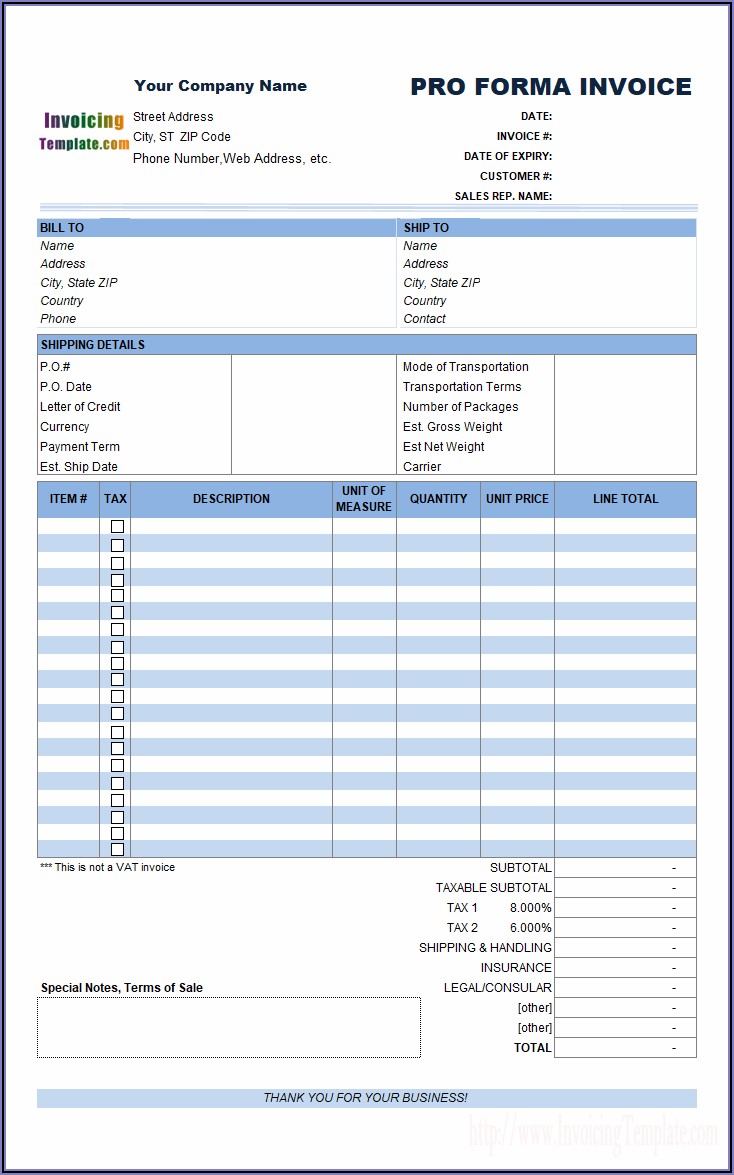 Simple Proforma Invoice Format