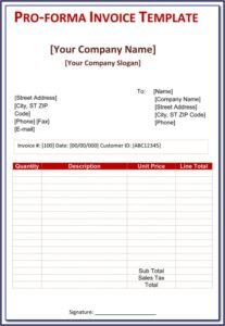 Simple Proforma Invoice Template Free