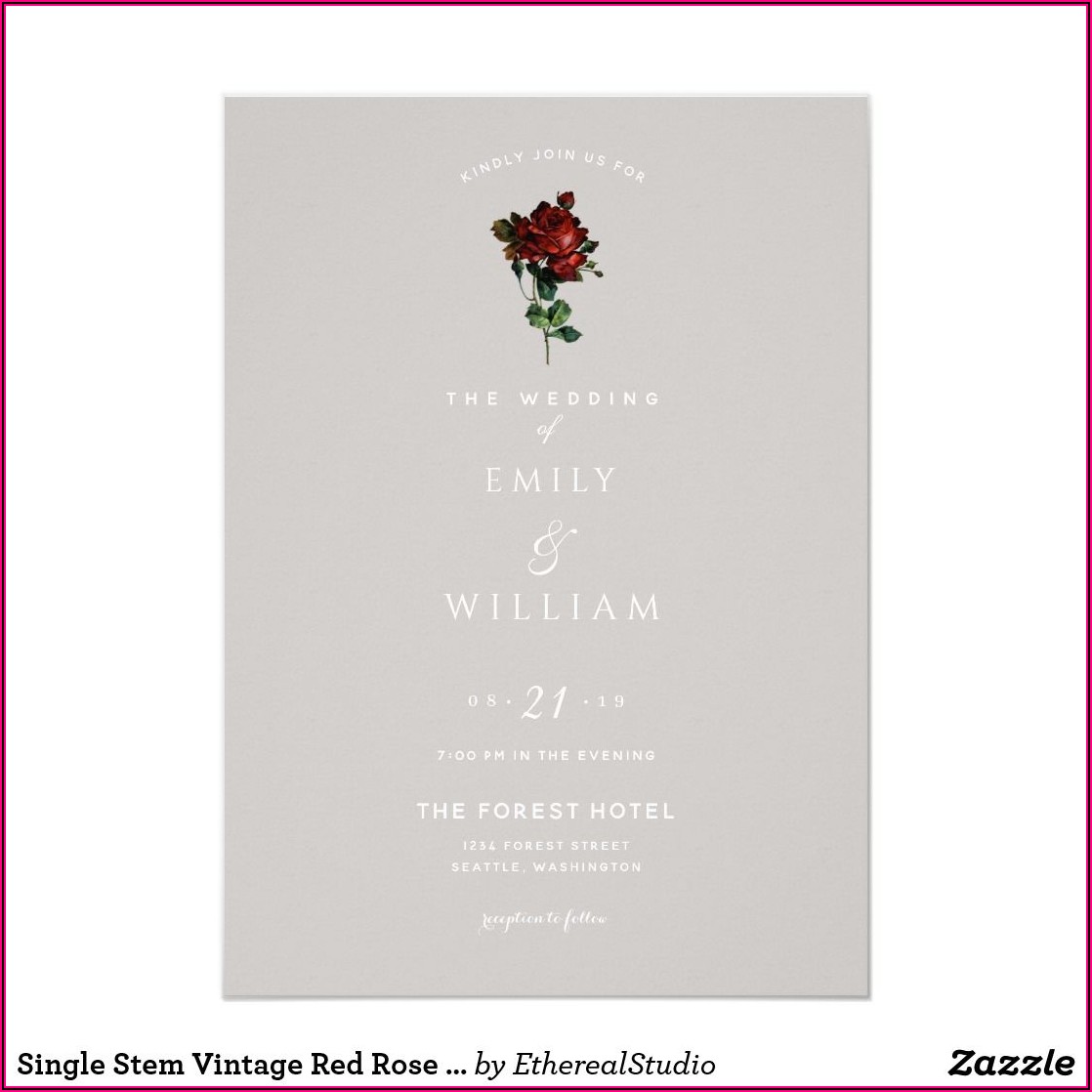 Single Red Rose Wedding Invitations