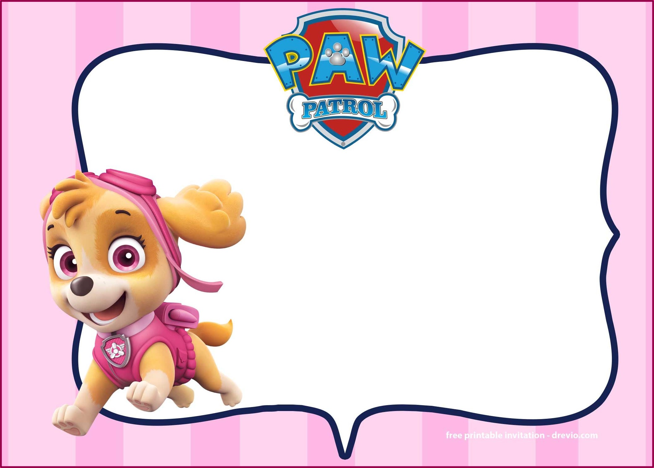 Skye Paw Patrol 1st Birthday Invitations