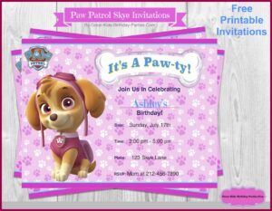 Skye Paw Patrol Birthday Invitations