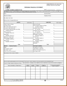 Small Business Administration Personal Financial Statement Form