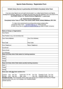 Sport Registration Form Template
