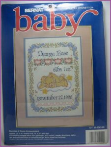 Stamped Cross Stitch Birth Announcement Kit