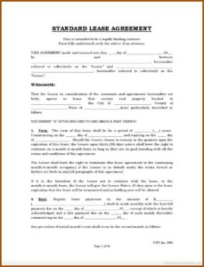 Standard Lease Agreement Sample