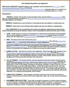 Standard Lease Agreement Template Free