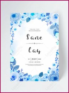 Sunflower And Blue Rose Wedding Invitations