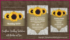 Sunflower And Rose Wedding Invitations