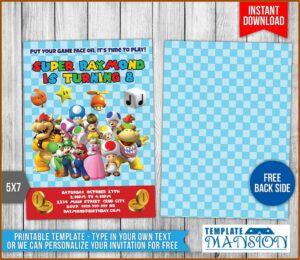 Super Mario Birthday Invitation Template