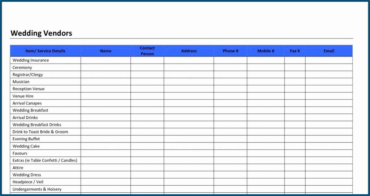 Supplier Database Template Excel