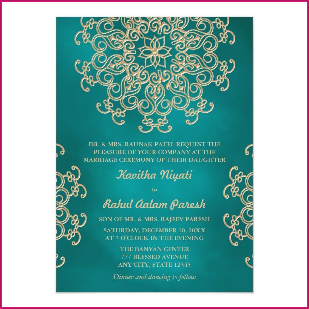 Teal And Gold Wedding Invitations