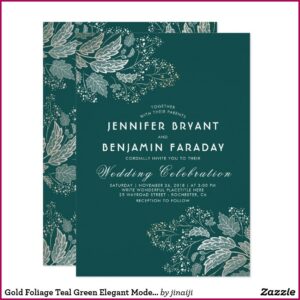 Teal Green Wedding Invitation